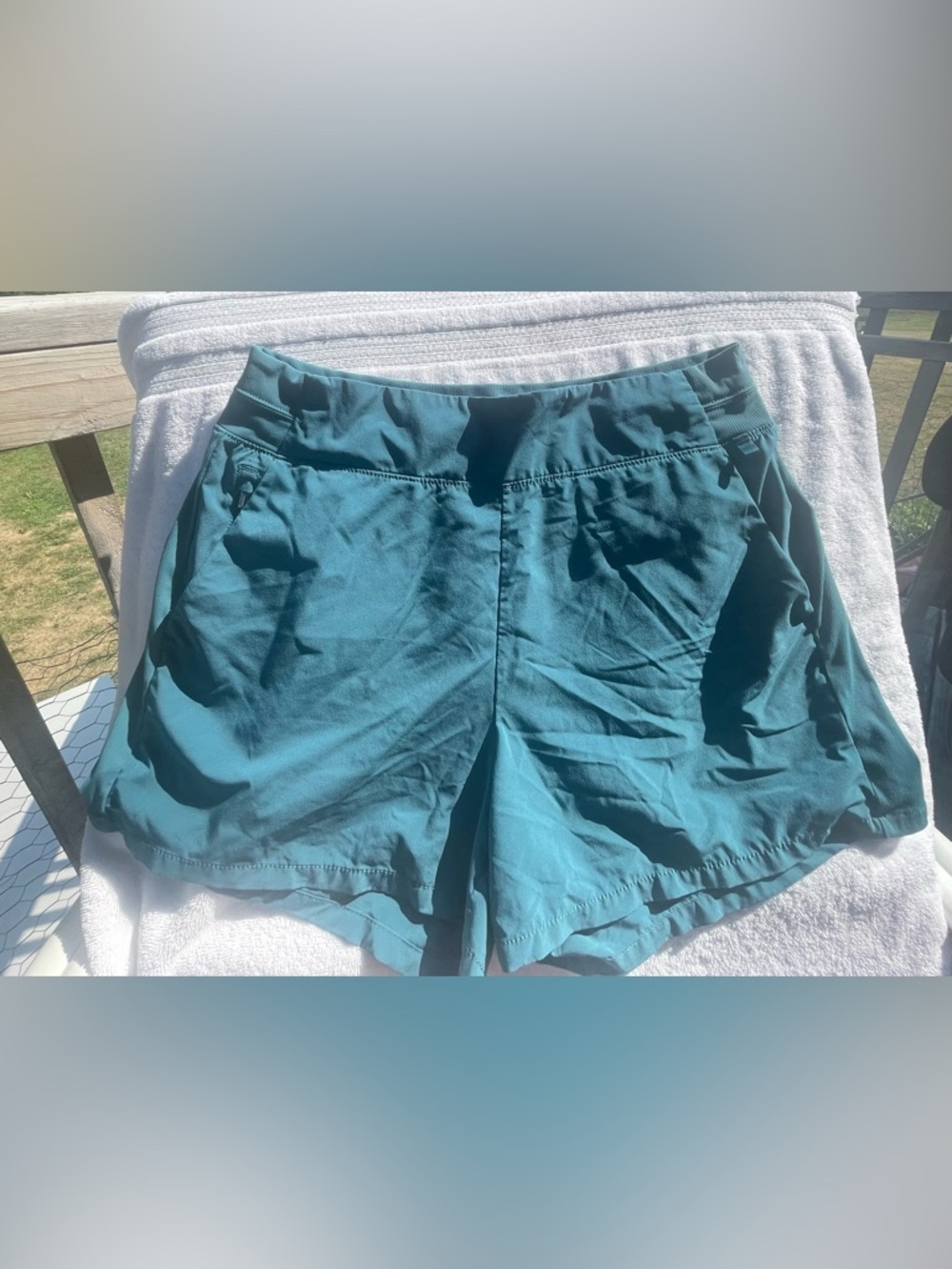 ATHLETA Women’s Lightweight Teal Active Shorts size 12 $25 - Picture 3 of 9